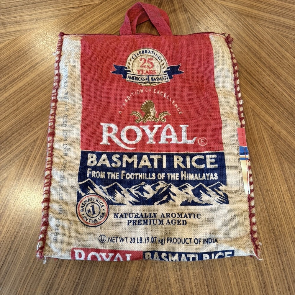 Royal Basmati Rice Tote Bag Burlap With Handles Zippered Handbag Fashion India